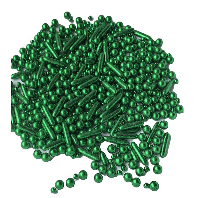 Sprinkles Green Pearl Sugar Candy Mix Size Baking Cake Decorations Cupcake Toppers Celebrations Shaker Jar Wedding Shower Party (130g/4.6oz）