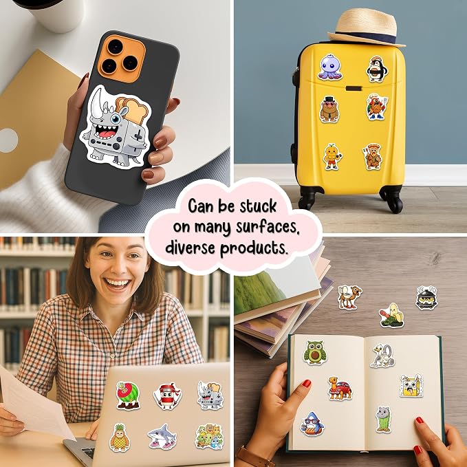 Meme AI Animals Stickers 50PCS – Waterproof Vinyl Italian Brain Rot Decals for Water Bottles, Laptops, Journaling – Non-Repeating Decals, High-Definition Print Gift