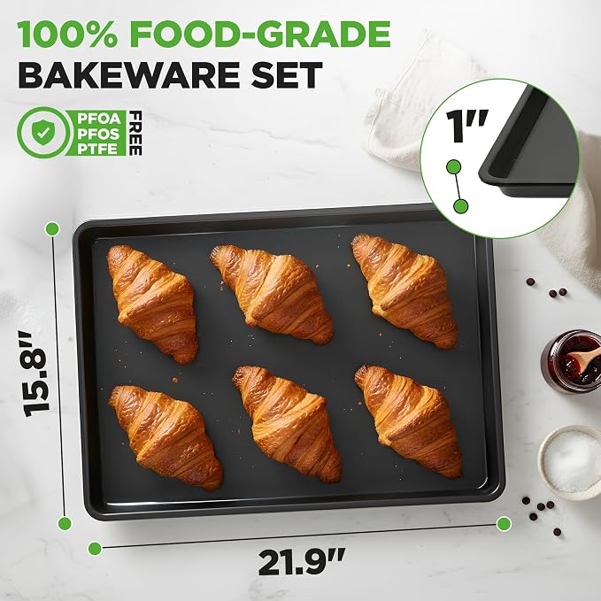 NutriChef Black Baking Pan, Extra Large Cookie Sheet for Baking and Roasting, Nonstick Bakeware for Roasting, Even Heat Distribution, Warp-Resistant, Easy to Clean, Oven Safe & Dishwasher Safe