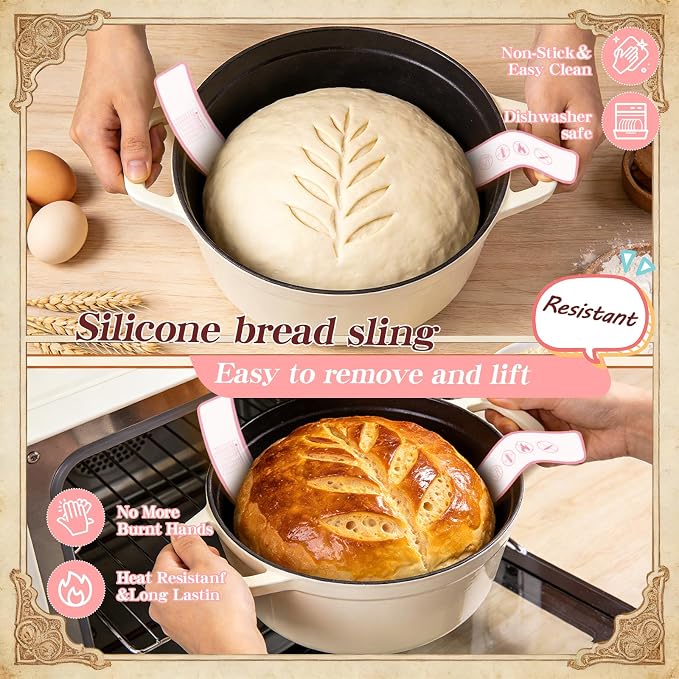 Sourdough Starter Kit, Sourdough Bread Baking Supplies with Banneton Bread Proofing Basket, Starter Jar, Sourdough Tools Kit, Bread Making Kit,Pink Baking Gifts for Women Mom Wife Love Baking