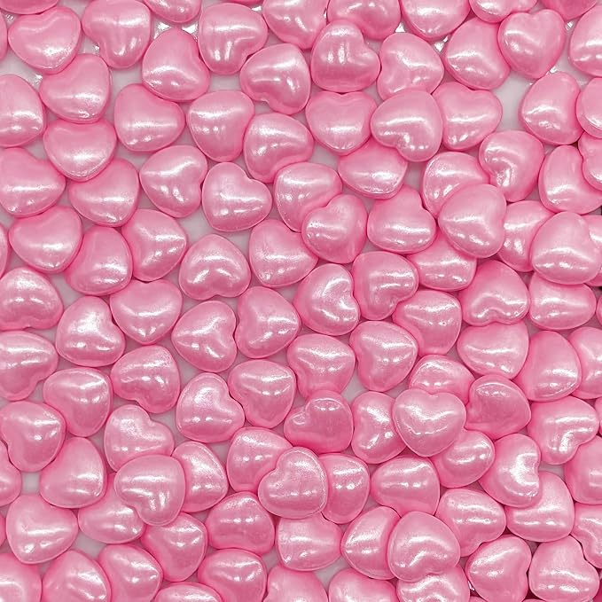 Dynastang Pink Heart Sprinkles Edible Heart Cake Decorating Heart Cake Decorations Cupcake Toppers Cookie Decorating Perfect for Cakes, Cupcakes, Desserts Toppings 3OZ