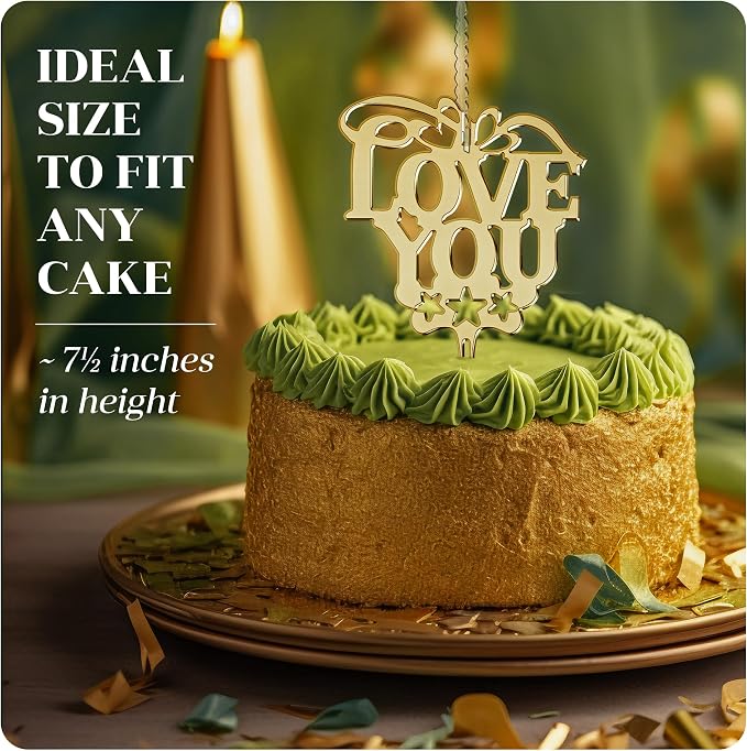 Happy Birthday + Happy Anniversary + Love You Cake Topper Candle for Birthday Party Decorations, 2 Wicks, 3 pcs.