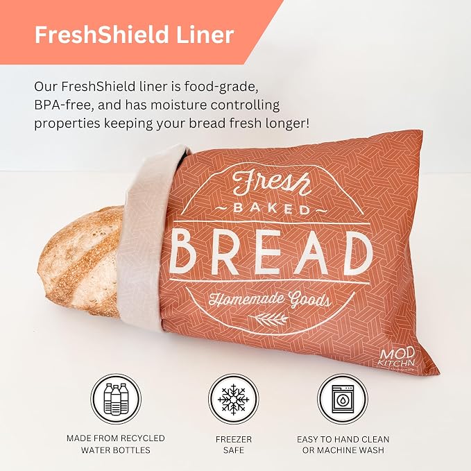 Reusable Bread Bags for Homemade Breads – 2-Pack XL Sourdough Bread Bags | Keeps Sourdough Fresh for a Week | Freezer Safe Reusable Container Storage for Sour Dough and Artisan Loaves