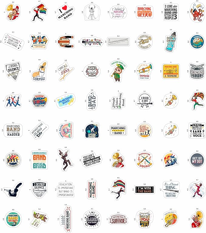 100Pcs Marching Band Stickers - Marching Band Gifts, Party Supplies -Drum Stickers - Gift for Women & Men