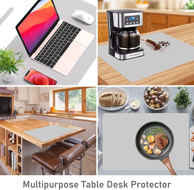 Webake Silicone Mat for Countertop, Counter Top Protector Heat Resistant 23.6" x 15.7" Desk Pat, Nonstick Glass Top Stove Cover Large Pastry Mat, Extra Thick Work Mat for Resin Computer Air Fryer