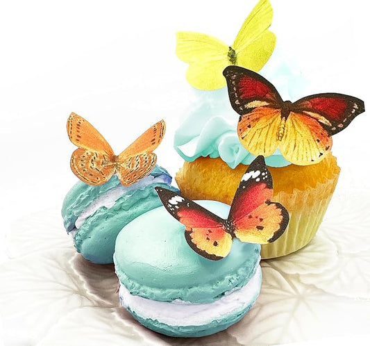 Sugar Robot Inc. Edible Butterflies Small Premium Crafted Made in the USA Cake and Cupcake Toppers, Decoration (Orange and Yellow)