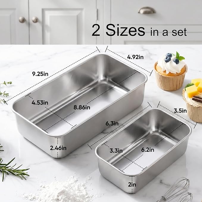 LIANYU Bread Pans Set, 16 Pack Stainless Steel Bread Loaf Pans for Baking, 9x5 Inch and 6.3x3.5 Inch Small Loaf Pans for Homemade Bread Brownies Cake, Oven Safe & Dishwasher Safe, 8 Medium+8 Small