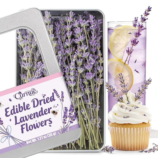 100+ Edible Lavender Sprigs for Cocktails & Dessert, 6.69'' Edible Flowers for Drinks Garnish Tea DIY Craft, Food Grade Culinary Lavender Flower Bud 1.27oz(36g)