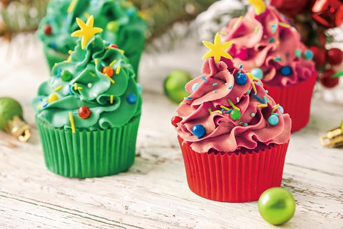 Mini Muffin Liners 500 pcs Red&Green Mini Cupcake Liners,Food&Grade,Greaseproof Paper Baking Cups, for Christmas/Halloween Party by GoldenBakeryFamily