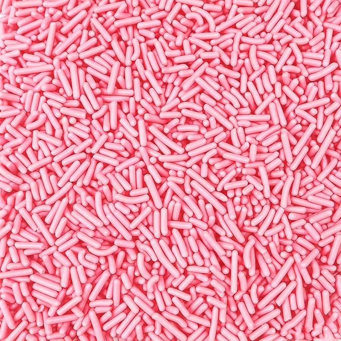 PhilaeEC Pink Jimmies Sprinkle Edible Soft Jimmies Sprinkle for Cake Decoration Cupcake Topper Cookie Baking Decorations Halloween Christmas Valentine Supplies 2.75oz/78g