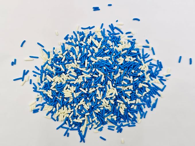 Edible School Graduation Sprinkles, Black Graduation Caps Mixed with RoyalBlue & White, Black & Red Jimmies for Ice Cream Cupcakes Cookies Topping Cake Decorating, 4.23 oz