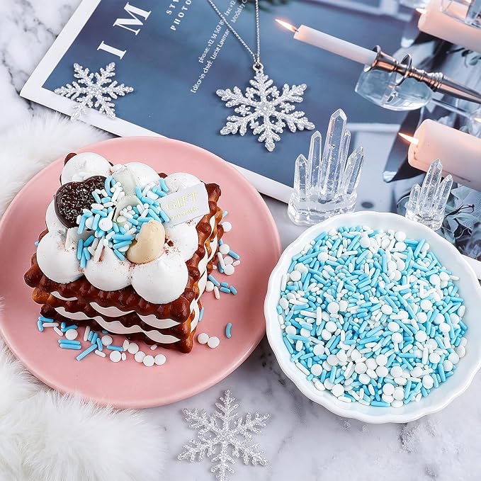 Winter Blue Sprinkles Edible for Baking, Mix For Cupcakes Decorations