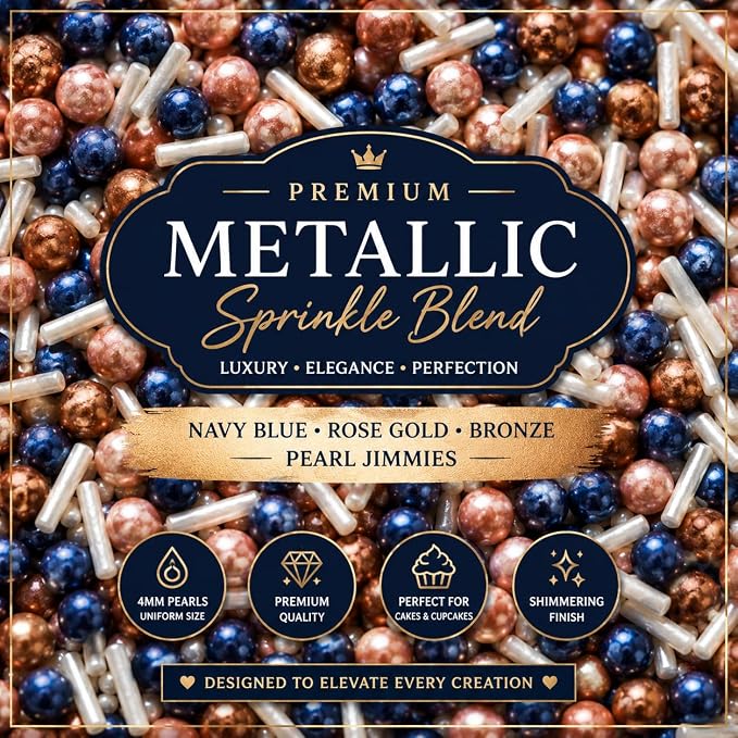 Confect Love Disco Balls Confectionery Sprinkles, Blue Yellow Gold White Mix, Decorative Candy Pearls | Vegan, Gluten-Free, Soy-Free, Dairy-Free, Palm Oil-Free – 4.2 Oz