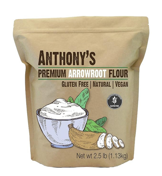 Anthony's Premium Arrowroot Flour Powder, 2.5 lb, Gluten Free, Non GMO, Cornstarch Alternative