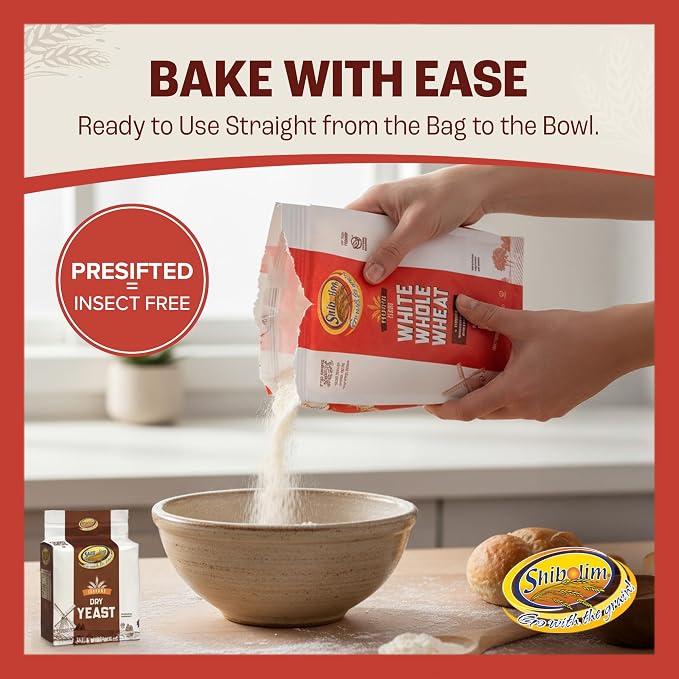 Shibolim White Whole Wheat Flour, 5lb | Triple Sifted Flour | 100% Whole Grain |Certified Kosher