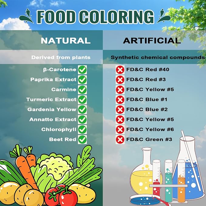 Natural Food Coloring - 16 Colors Dye Free Food Coloring, Liquid Plant Based Food Dye for Baking, Cake Decorating, Frosting, Fondant, Easter Eggs & Cookies, 10ml (0.35 Fl Oz)