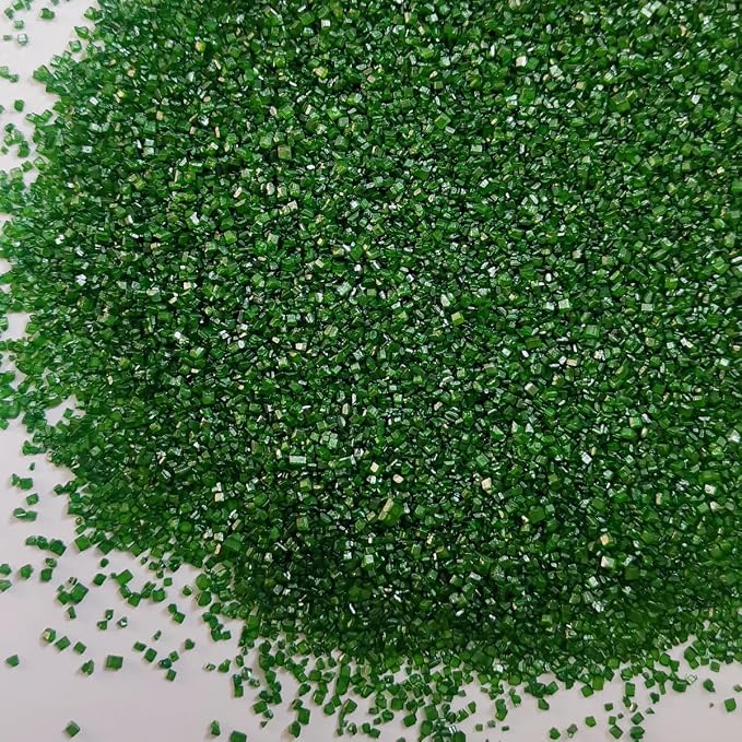 HeDeon&Rles Edible Green Sanding Sugar Crystals for Baking 120g/4.23oz Sparkling Sugar Crystals Cake Cupcake Pancake Ice Cream Top Spring Birthday Wedding Easter Halloween ChristmasCake Decoration