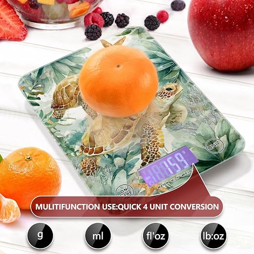 Food Scale Kitchen Scale Food Weight Scales Digital Weight Grams and Ounces Small Electronic Food Scale for Baking Cooking Sea Turtle Starfish Plants