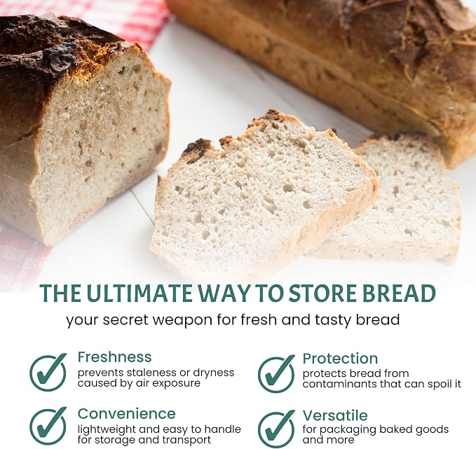 Reusable Plastic Bread Bags for Homemade Bread - 50 Pack Clear Bag with Ties For An Airtight Moisture-free Preservation and Storage - Loaf For Home Bakers and Bakery Owners