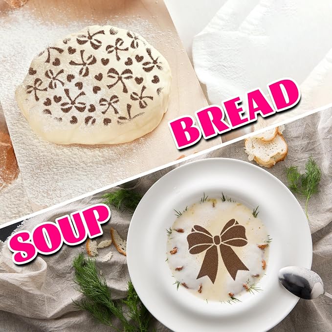 Whaline 15 Pcs Cookie Stencils Biscuit Cake Baking Templates Coquette Bowknot Airbrush Painting Stencils with Bead Chain Decorative for DIY Crafts Birthday Bachelorette Party