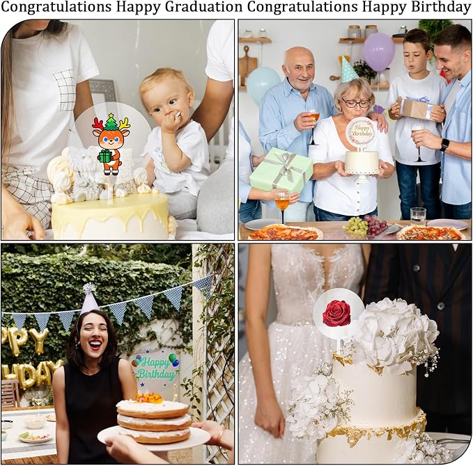 2 Pieces 6 Inch Acrylic Cake Topper Blank Round Clear DIY Birthday Cake Topper for Birthday Custom Wedding Festival Party
