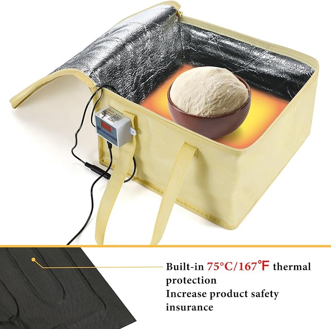 Baderke Versatile Dough Proofer with Heater Bread Proofer Warming Box and Mat Sourdough starter for Fermenting Precise Temperature for Making Bread Pizza Baking Yogurt Kombucha