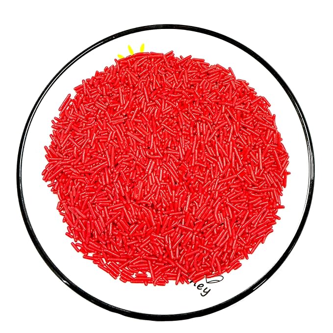 Homipooty Red Soft Jimmies Sprinkles Edible Candy Jimmies Sprinkles for Cake Decorating 78g/2.75oz Cookie Cupcake Topper Ice Cream