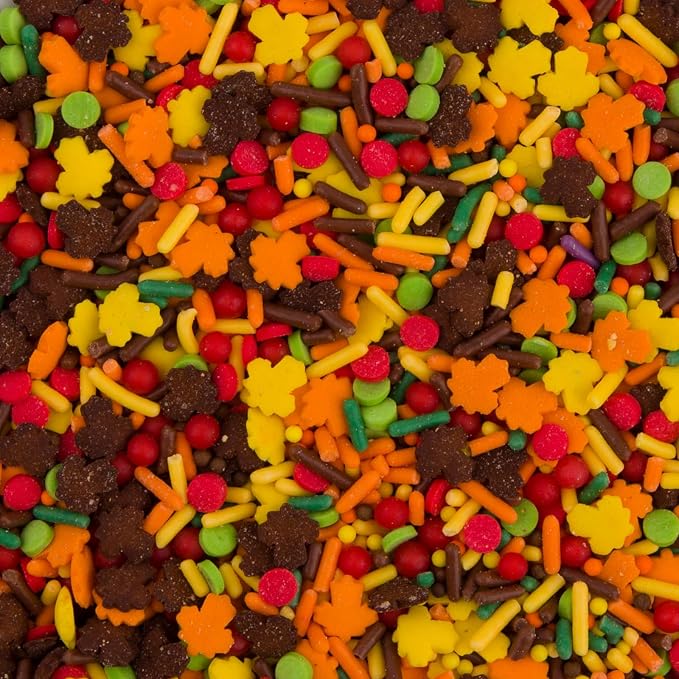 Homipooty Edible Fall Maple Leaf Sprinkles-100g/3.52oz-Thanksgiving Pearl Sugar Sprinkles for Cake Decorations -Autumn Sprinkles for Cupcakes Topper, Cookies, Ice Cream,Donut Jimmies Quins.