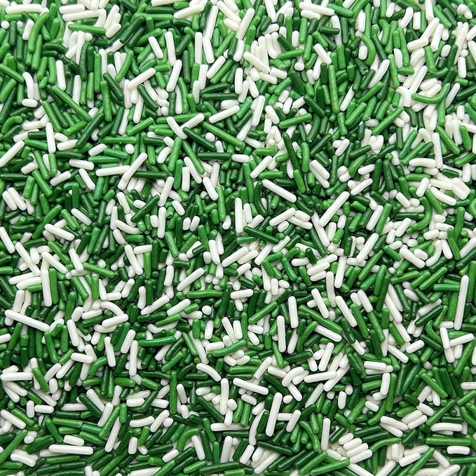 SE Si&Moos White and Green Sprinkles St. Patrick's Day Jimmy Sprinkles Sage Green and White Soft Jimmies St.Patrick's Day Cupcake Toppers for Cake Decorating,Ice Cream Toppings & Baking 2.75 OZ