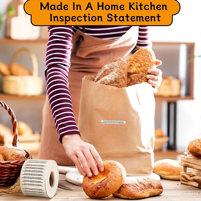 Marspark 500 Count Cottage Food Law Labels Stickers Made in A Home Kitchen Inspection Statement Thermal Printed Labels for Home Kitchen (2 x 0.26 Inch)
