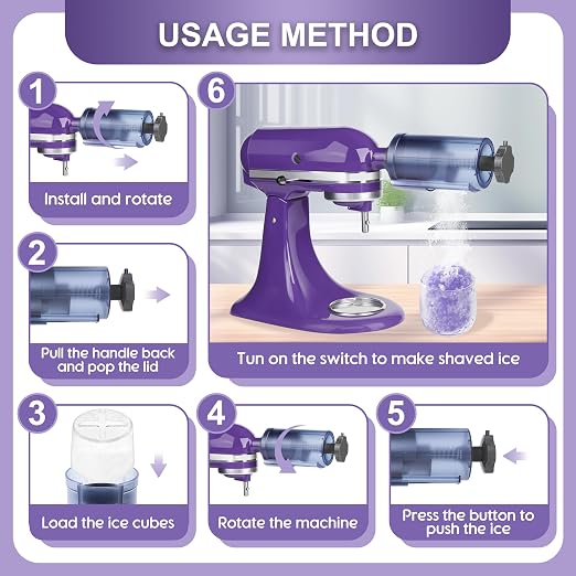 Shaved Ice Attachment for KitchenAid Stand Mixer,Upgraded Snow Cone Machine Accessory with 10Reusable Ice Molds,Professional Shaved Ice Maker Accessories for Fluffy Snow-like Texture,Fits All KA Molds
