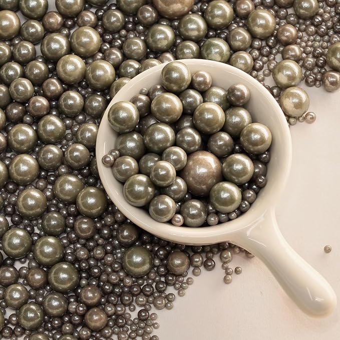 Zali Edible Pearl Sprinkles, Grey, 26 Colors Mixed Size | For Cake Decorating, Sugar Pearls for Cakes, Cupcakes, Cookies, Donuts & Ice Cream, Gluten Free, Food Grade