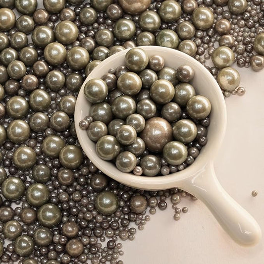 Zali Edible Pearl Sprinkles, Grey, 26 Colors Mixed Size | For Cake Decorating, Sugar Pearls for Cakes, Cupcakes, Cookies, Donuts & Ice Cream, Gluten Free, Food Grade