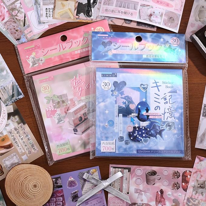 Girl's Japanese Retro Sticker Book, Nostalgic Theme - 700+ Japanese dreamcore Style Glitter Stickers, for DIY Scrapbooking Journaling Handbook Decoration