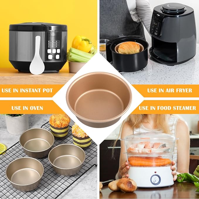 10 PCS Air Fryer Mini Pie Pan Tart Tins, Jumbo Muffin Cupcake Pans 4 Inch Air Fryer Hamburger Bun Mold, Non-Stick Air-Fryer Egg Baking Pan Individual Mini Cake Pans for Baking
