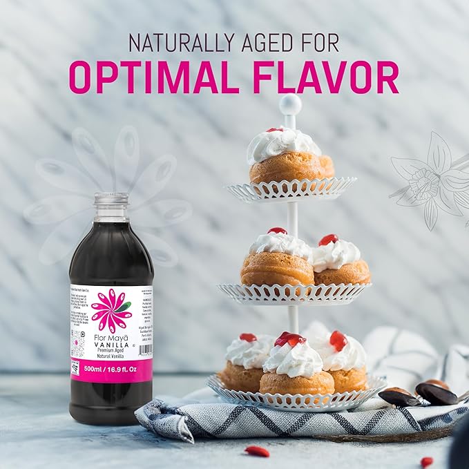 Flor Maya Vanilla Extract – Premium Aged Blend Made with Mexican Vanilla Beans | Gourmet Vanilla Bean Extract for Baking, Cooking & Desserts | Gluten Free, Non-GMO, No Coumarin | 16.9 fl oz