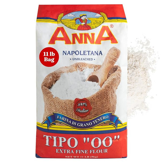 Cento Anna Tipo 00 Flour, 11 Lbs., Extra Fine, Unbleached, Soft Wheat Flour, Perfect for Pizza Crust, Pasta & Bread, Grown and Processed in Italy