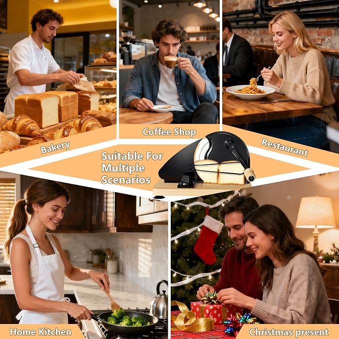 Upgraded Manual Bread Slicer for Homemade Bread with 20 Bags and Acrylic Cover, Adjustable Thickness Bread Cutter, Sourdough Slicer Serrated Blade with Scale Line and Suction Cup for Baguettes