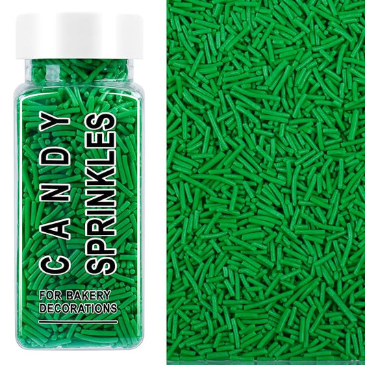 Green Jimmies Sprinkles, Edible Green Sprinkles for Baking Topping, Cupcakes, Cookies, Ice Cream & Cake Decorating, St Patrick's Day Christmas Party Supplies