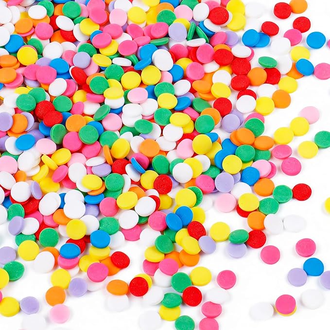 Rainbow Sprinkles Edible Confetti, Birthday Round Sprinkles for Cake Decorating, Cookies, Ice Cream and Macaron Topping Supplies