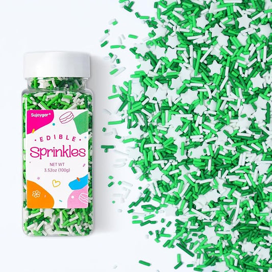 Green Sprinkles for Cake Decorations, 3.52oz Football Sprinkles Edible for Cupcakes Topper for Cupcakes Topper Baking Cookies Birthday Party Supplies