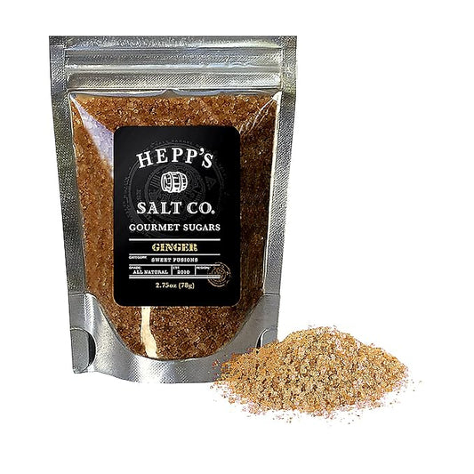 HEPP’S Salt Co. Ginger Sugar | Artisan Gourmet Sugar with Organic Cane Sugar & Real Ginger | Small-Batch Flavored Sugar for Cocktails, Baking, Stir Fry & Dessert Finishing