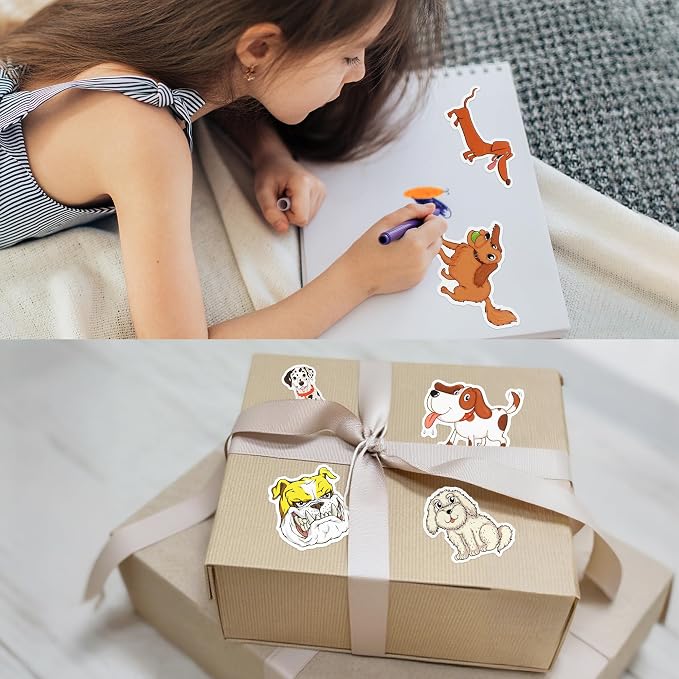 50 Pcs Cute Dog Stickers for Scrapbooking, Waterproof Vinyl Puppy Stickers for Laptops Water Bottles Journals, Funny Dog Breed Decals Kids Teens Adults Pet Lovers