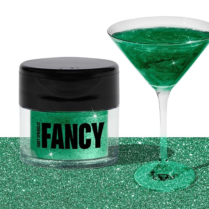 Fancy Sprinkles Emerald Green Edible Glitter | Luster Dust for Drinks, Cocktails & Cake Decorating | Vegan, Gluten Free, Non-GMO | Made in USA | 4gm