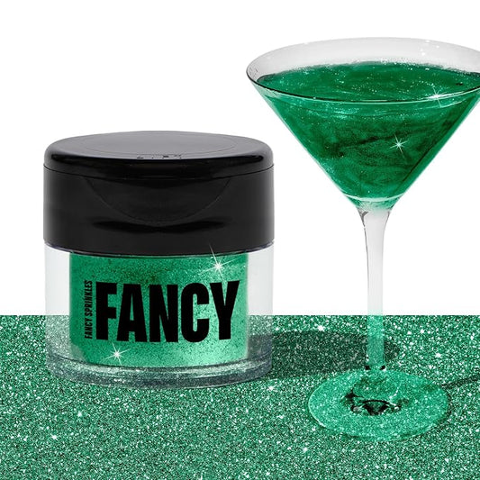 Fancy Sprinkles Emerald Green Edible Glitter | Luster Dust for Drinks, Cocktails & Cake Decorating | Vegan, Gluten Free, Non-GMO | Made in USA | 4gm