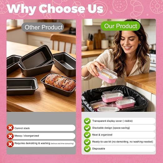 NPLUX 100 Pack Mini Cake Pans with Lids and Spoons Rectangular Aluminum Foil Baking Pans Mini Cheesecake Containers, Graduation Gifts Party Favors(6.8oz)