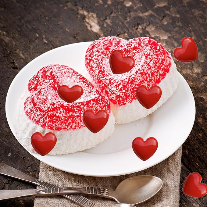 30PCS Resin Valentines Day Heart Cupcake Toppers Red Heart Cupcake Picks Happy Valentine's Day Heart Cake Decor for Valentine's Day Theme Party Decoration Supplies