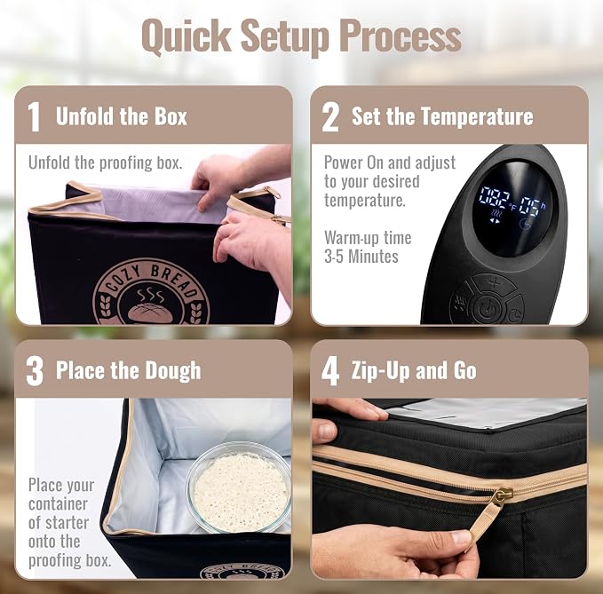 Cozy Bread® Proofer | Sourdough Proofing Box with Thermostat Control, Collapsible Bread Proofer for Dough Fermentation | USA Brand