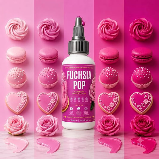 Confect Fuchsia Pop Gel Food Coloring – Highly Pigmented Gel Based Food Color for Buttercream, Cakes, Cookies & Baking – 60mL / 2 FL OZ