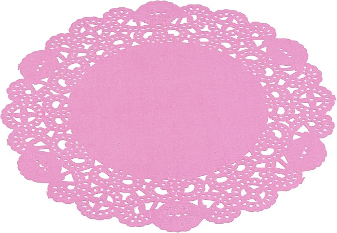 Restaurantware-Pastry Tek 6 x 6 Inch Lace Doilies, 4000 Decorative Tableware Placemats - Disposable, Round, Pink Paper Table Doilies, for Birthdays, Or Weddings, Table Decor